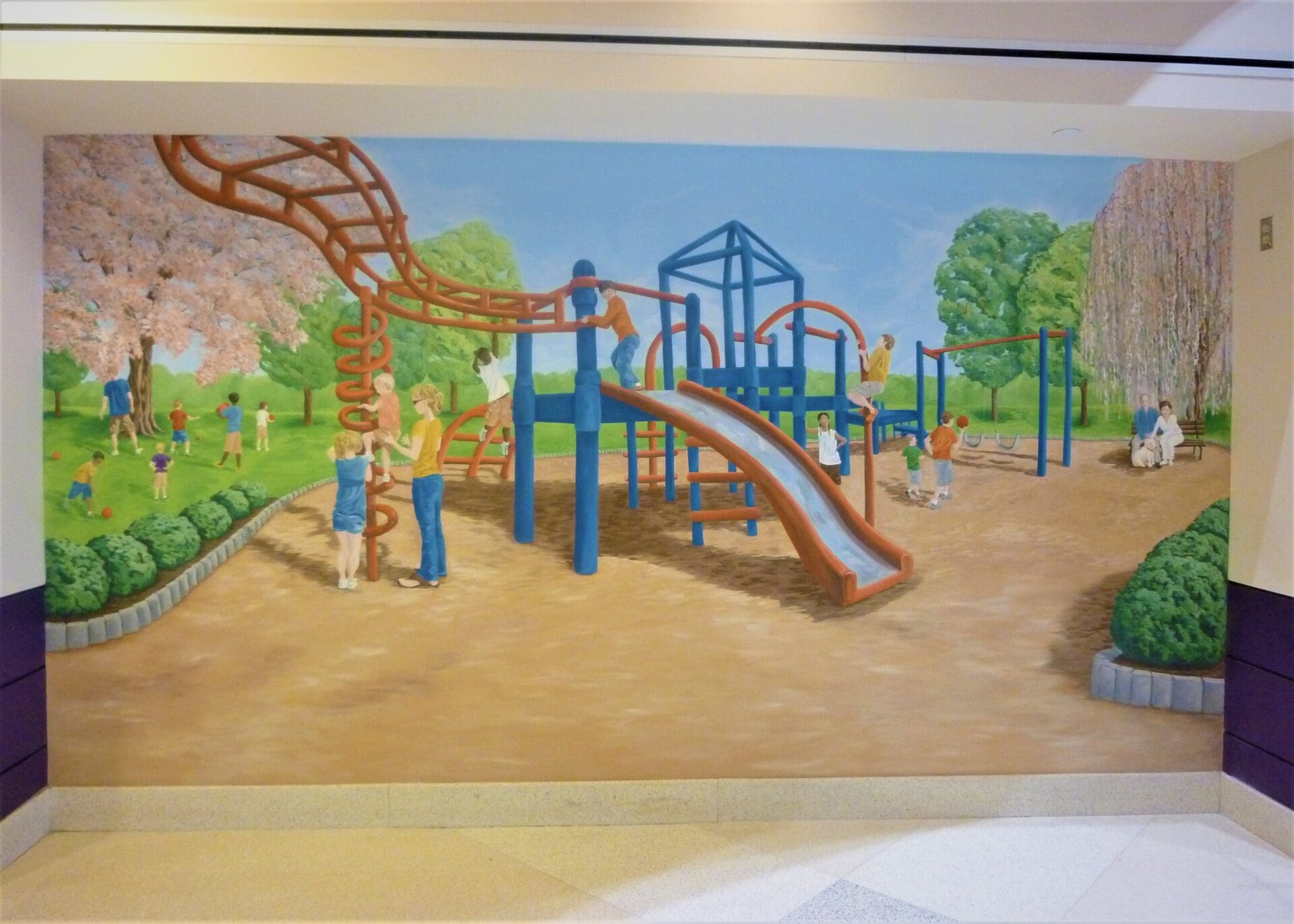 A Life Size Mural of a Playground With Kids Playing Full Size